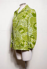 70S PYKETTES GREEN FLORAL BUTTON DOWN LONG SLEEVE SHIRT