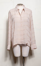 90S TAUPE SHEER LONGSLEEVE BUTTON DOWN VINTAGE SHIRT