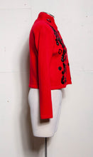 CLAUDE VERNET RED ANGORA EMBROIDERED BLACK SEQUIN CARDIGAN