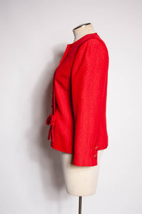 VALENTINO NIGHT VINTAGE QUILTED RED SILK BOW JACKET