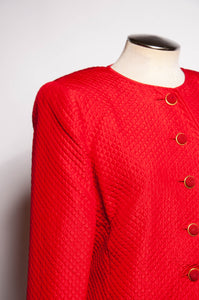 VALENTINO NIGHT VINTAGE QUILTED RED SILK BOW JACKET