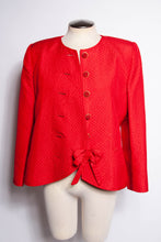 VALENTINO NIGHT VINTAGE QUILTED RED SILK BOW JACKET