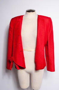 VALENTINO NIGHT VINTAGE QUILTED RED SILK BOW JACKET