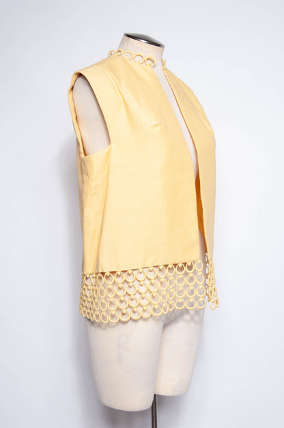 VINTAGE 1960S PALE YELLOW EYELET LACE VEST