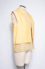 VINTAGE 1960S PALE YELLOW EYELET LACE VEST