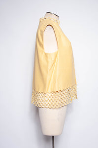 VINTAGE 1960S PALE YELLOW EYELET LACE VEST