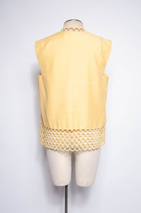 VINTAGE 1960S PALE YELLOW EYELET LACE VEST