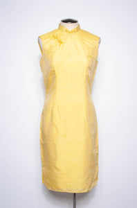 VINTAGE 1960S YELLOW SILK CHEONGSAM STYLE DRESS