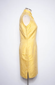 VINTAGE 1960S YELLOW SILK CHEONGSAM STYLE DRESS