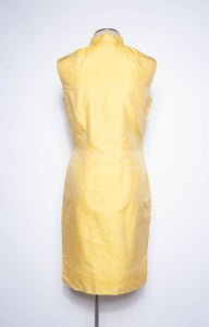 VINTAGE 1960S YELLOW SILK CHEONGSAM STYLE DRESS