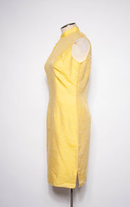 VINTAGE 1960S YELLOW SILK CHEONGSAM STYLE DRESS