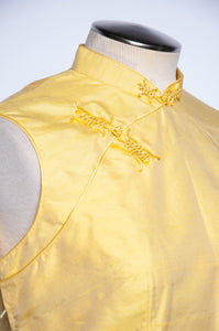 VINTAGE 1960S YELLOW SILK CHEONGSAM STYLE DRESS