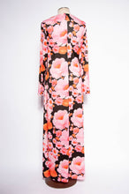 MISS ELLIETTE 1970S PINK AND ORANGE FLORAL GOWN