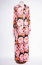 MISS ELLIETTE 1970S PINK AND ORANGE FLORAL GOWN