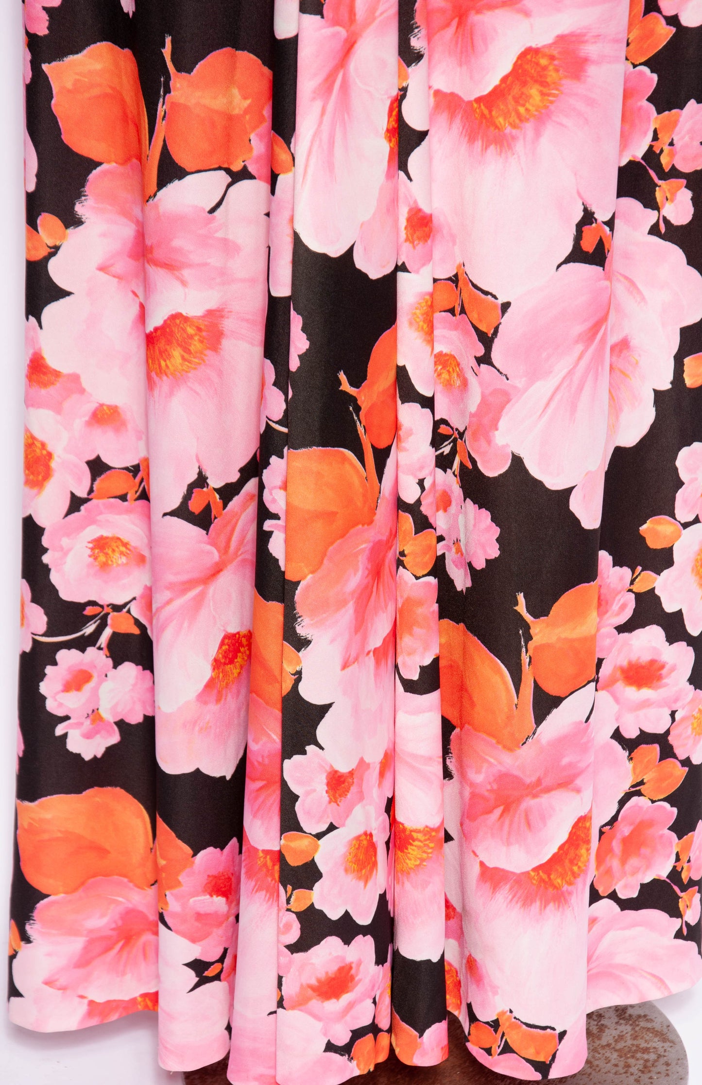 MISS ELLIETTE 1970S PINK AND ORANGE FLORAL GOWN