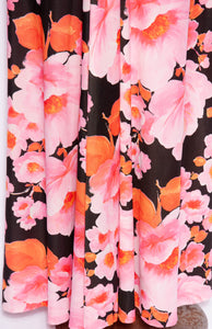 MISS ELLIETTE 1970S PINK AND ORANGE FLORAL GOWN