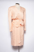 OLEG CASSINI VINTAGE 1980S PINK SILK AND LACE COCKTAIL DRESS