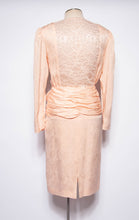 OLEG CASSINI VINTAGE 1980S PINK SILK AND LACE COCKTAIL DRESS