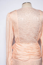 OLEG CASSINI VINTAGE 1980S PINK SILK AND LACE COCKTAIL DRESS