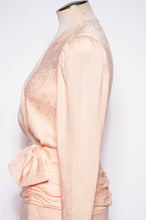 OLEG CASSINI VINTAGE 1980S PINK SILK AND LACE COCKTAIL DRESS