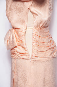 OLEG CASSINI VINTAGE 1980S PINK SILK AND LACE COCKTAIL DRESS