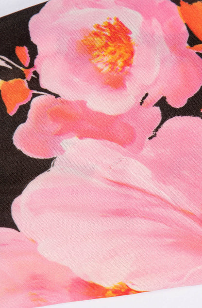 MISS ELLIETTE 1970S PINK AND ORANGE FLORAL GOWN