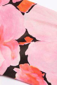 MISS ELLIETTE 1970S PINK AND ORANGE FLORAL GOWN