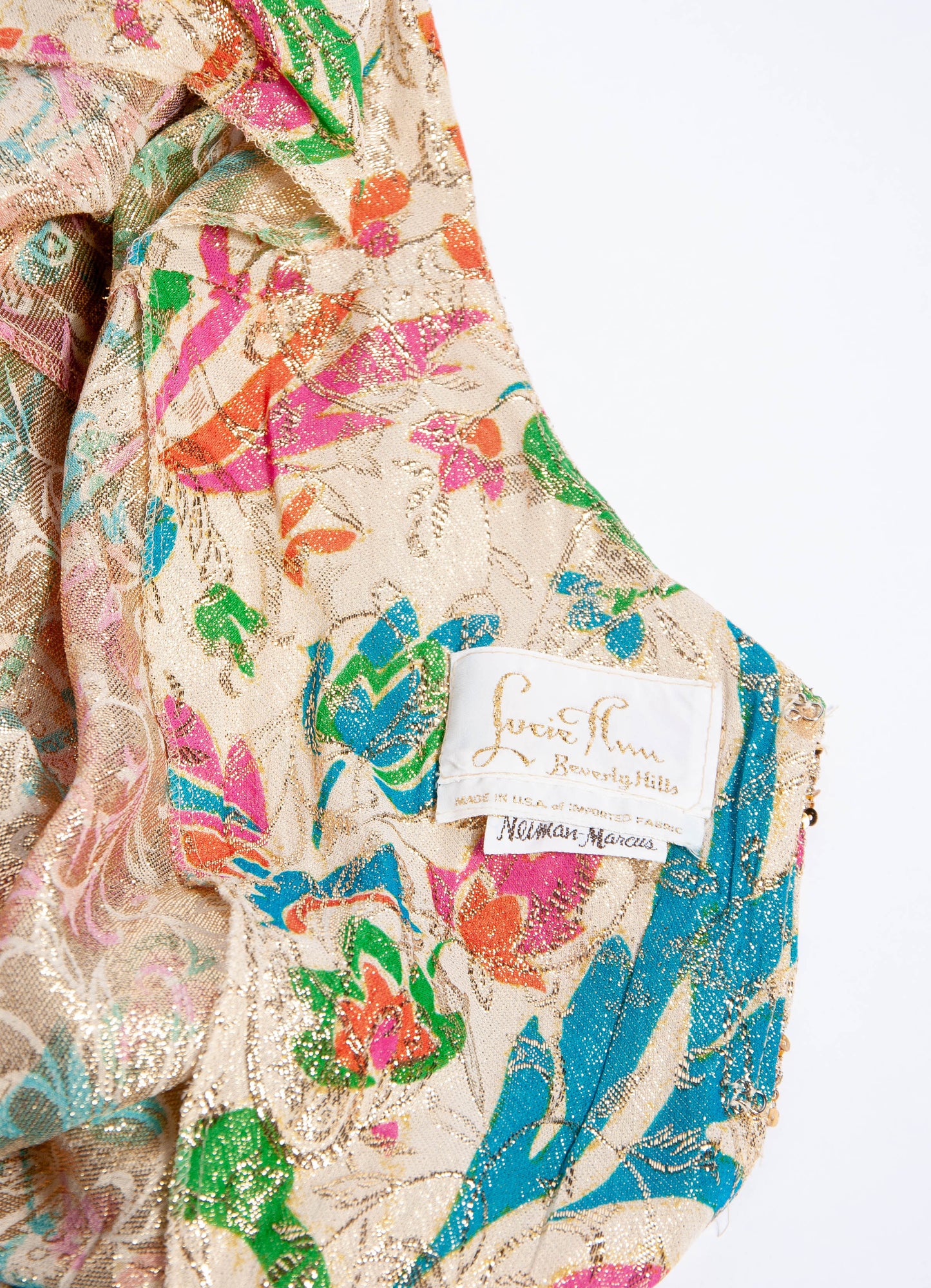 LUCIE ANN VINTAGE 1960S METALLIC MULTICOLOR CAFTAN