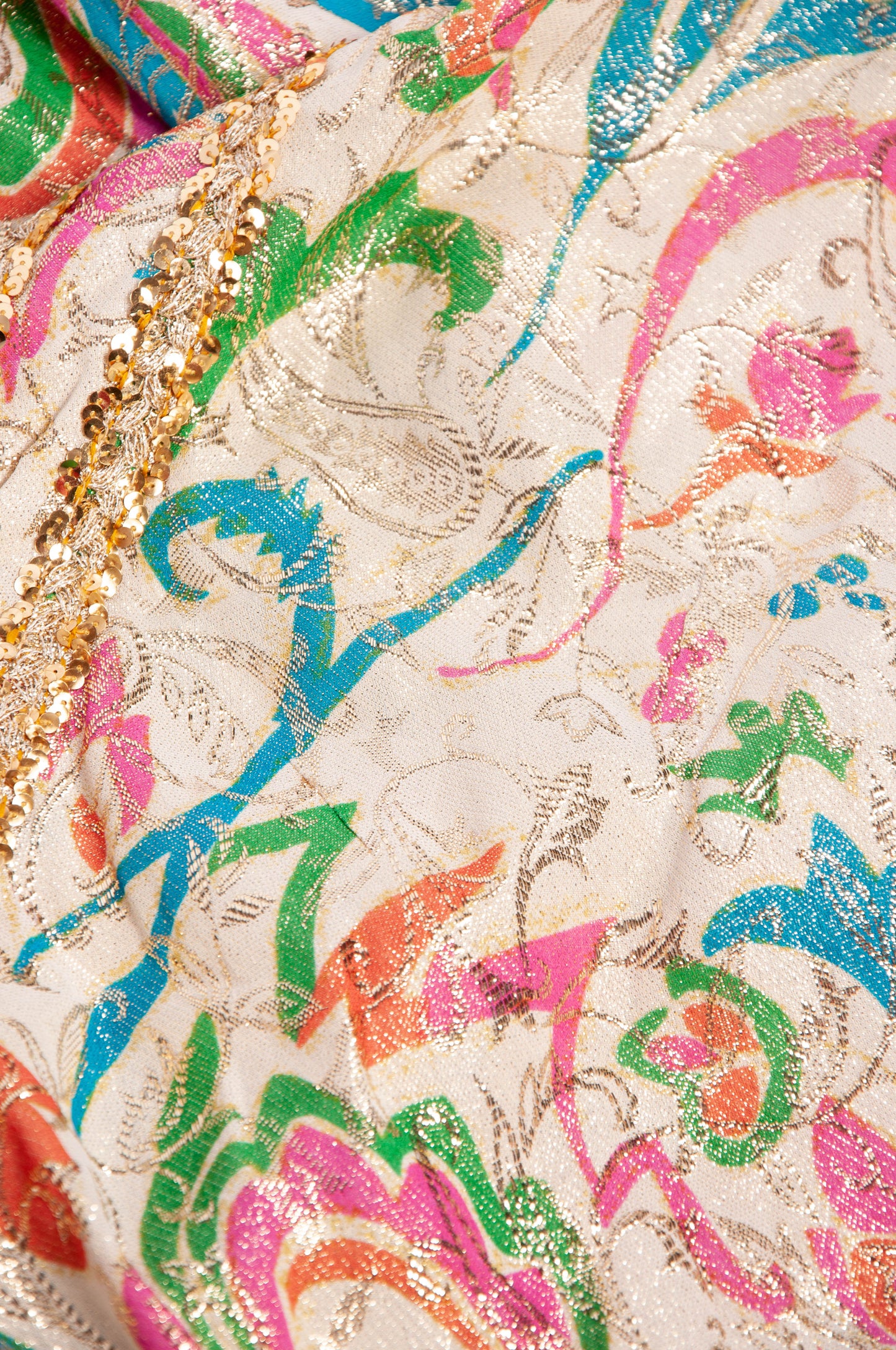 LUCIE ANN VINTAGE 1960S METALLIC MULTICOLOR CAFTAN