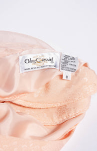 OLEG CASSINI VINTAGE 1980S PINK SILK AND LACE COCKTAIL DRESS