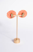 VINTAGE CORAL COLOR CELLULOID CLIP ON EARRINGS