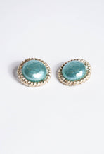 VINTAGE 50S/60S BLUE AND SILVER FAUX MABE PEARL CLIP ON EARRINGS
