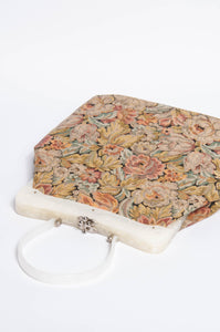 STYLECRAFT MIAMI VINTAGE 50S/60S PASTEL METALLIC FLORAL BROCADE HANDBAG