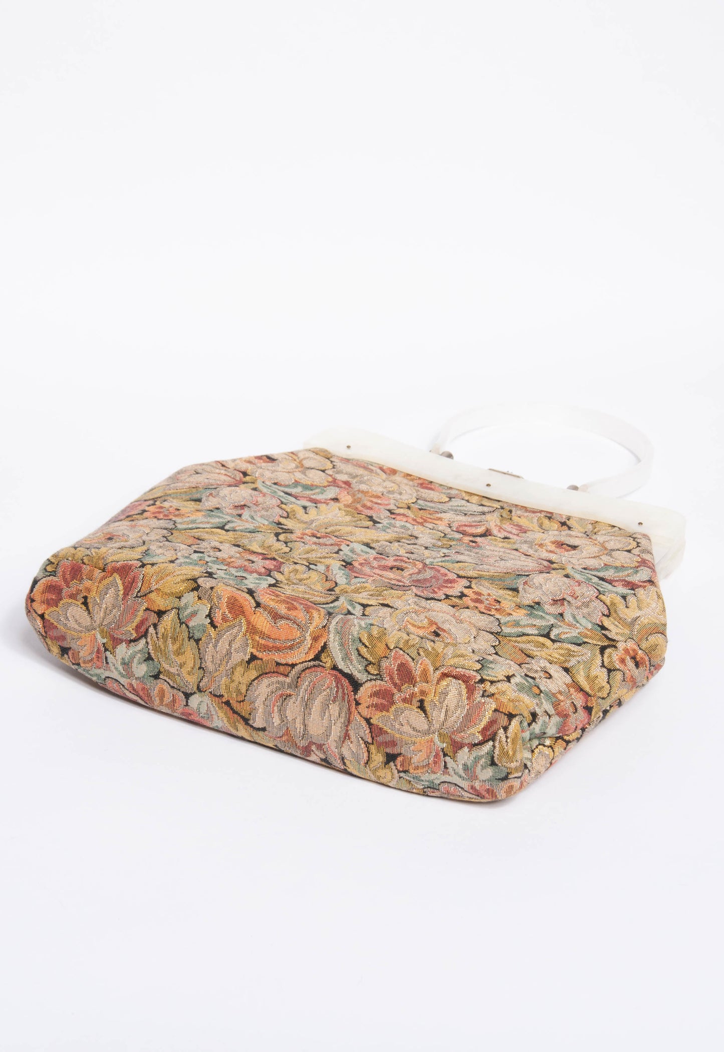 STYLECRAFT MIAMI VINTAGE 50S/60S PASTEL METALLIC FLORAL BROCADE HANDBAG