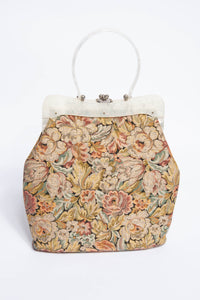 STYLECRAFT MIAMI VINTAGE 50S/60S PASTEL METALLIC FLORAL BROCADE HANDBAG