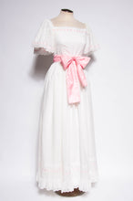 LITTLE BO PEEP 1970S WHITE EYELET AND PINK BOW GOWN