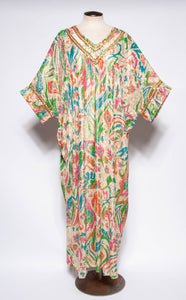 LUCIE ANN VINTAGE 1960S METALLIC MULTICOLOR CAFTAN