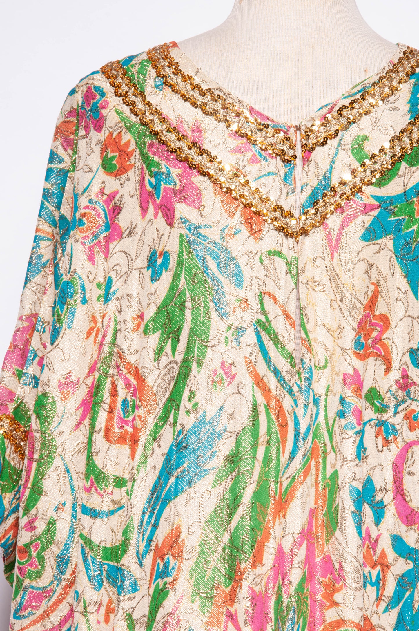 LUCIE ANN VINTAGE 1960S METALLIC MULTICOLOR CAFTAN