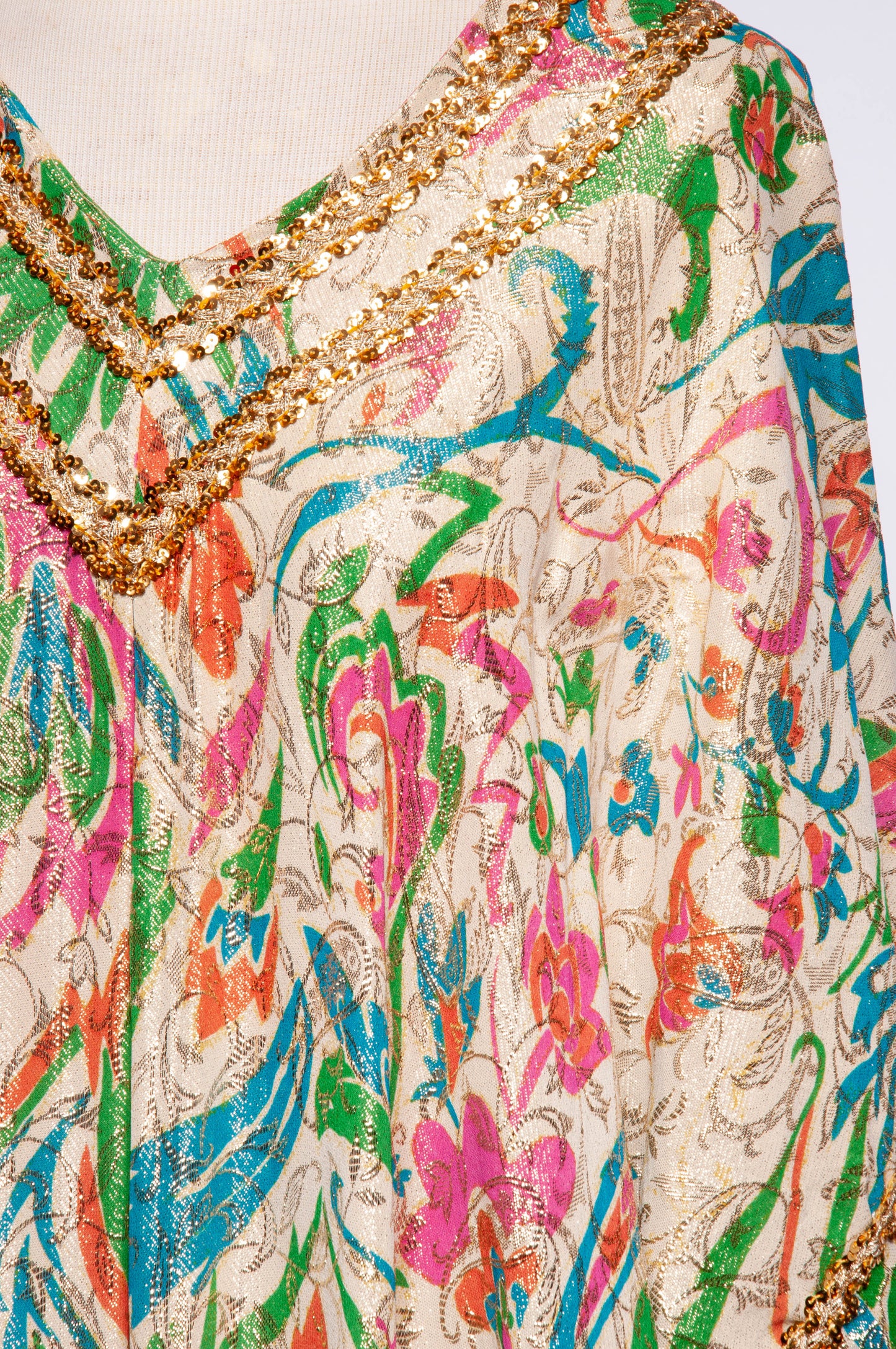 LUCIE ANN VINTAGE 1960S METALLIC MULTICOLOR CAFTAN