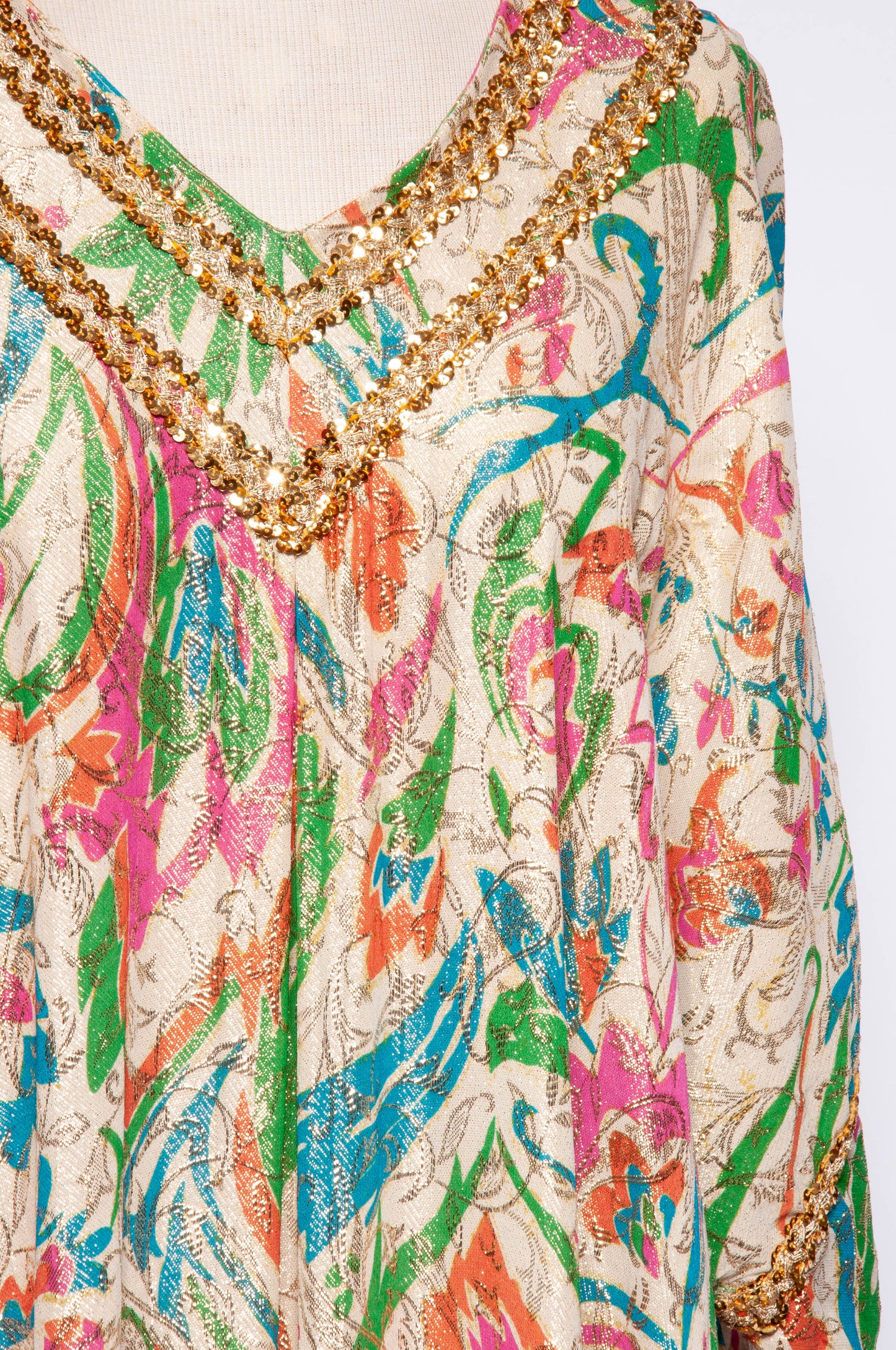 LUCIE ANN VINTAGE 1960S METALLIC MULTICOLOR CAFTAN
