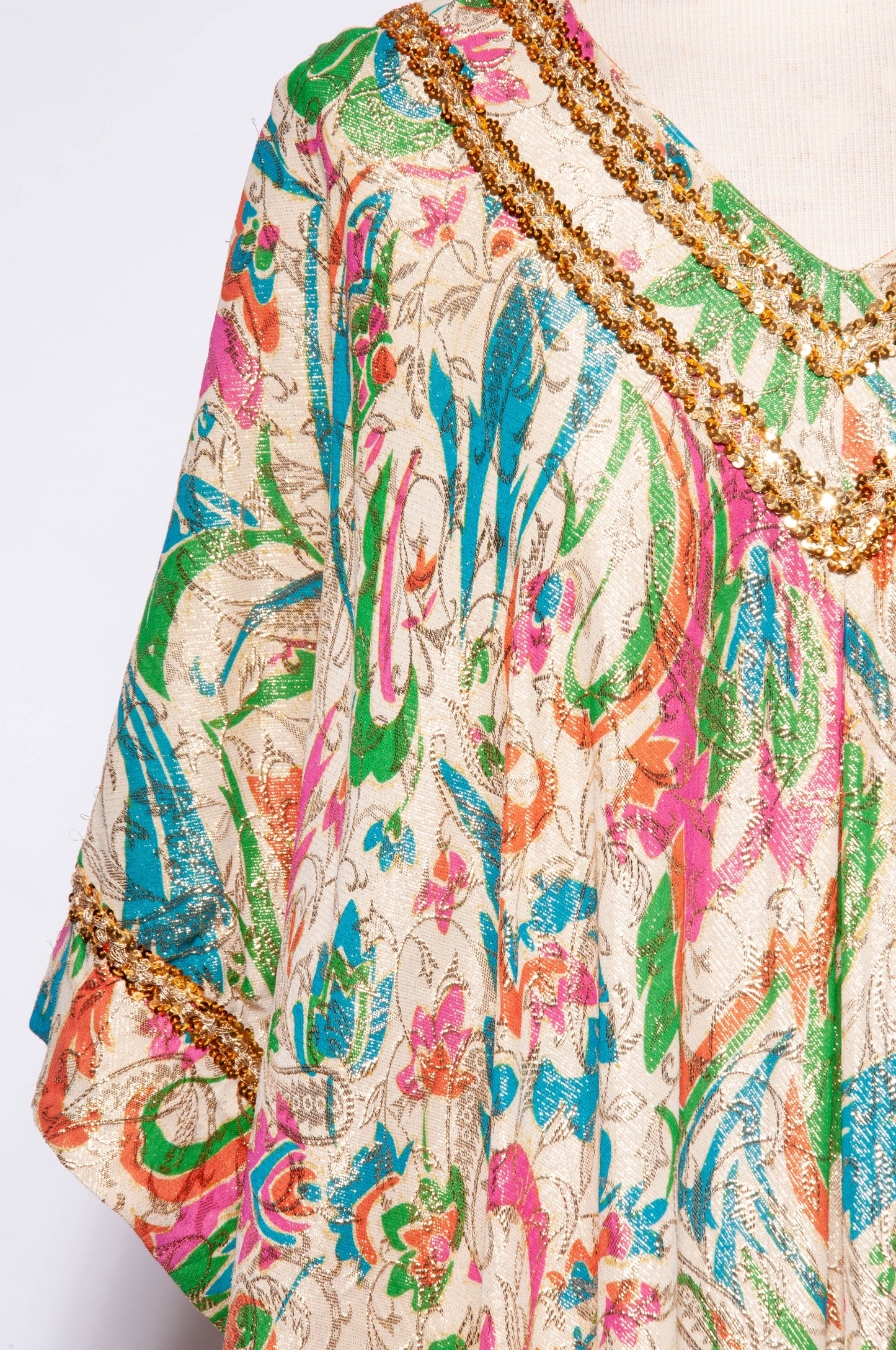 LUCIE ANN VINTAGE 1960S METALLIC MULTICOLOR CAFTAN