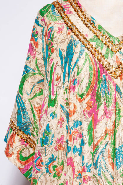 LUCIE ANN VINTAGE 1960S METALLIC MULTICOLOR CAFTAN