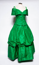 ARNOLD SCAASI BOUTIQUE VINTAGE 1990S GREEN SILK BALL GOWN