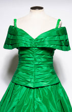 ARNOLD SCAASI BOUTIQUE VINTAGE 1990S GREEN SILK BALL GOWN