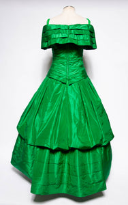 ARNOLD SCAASI BOUTIQUE VINTAGE 1990S GREEN SILK BALL GOWN