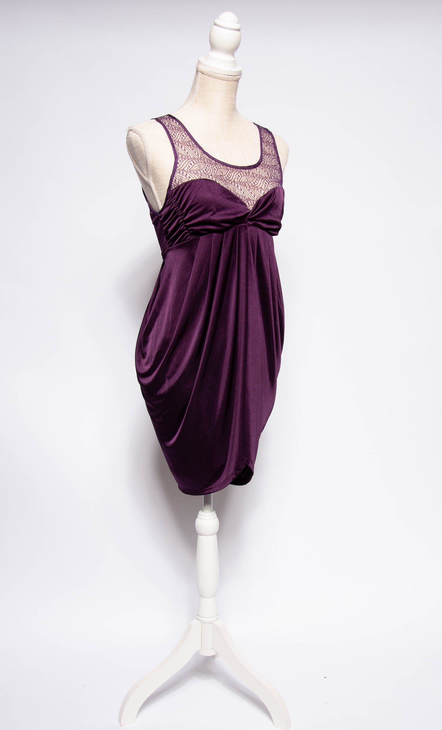 ALBER ELBAZ FOR LANVIN PURPLE JERSEY DRAPED PARTY DRESS