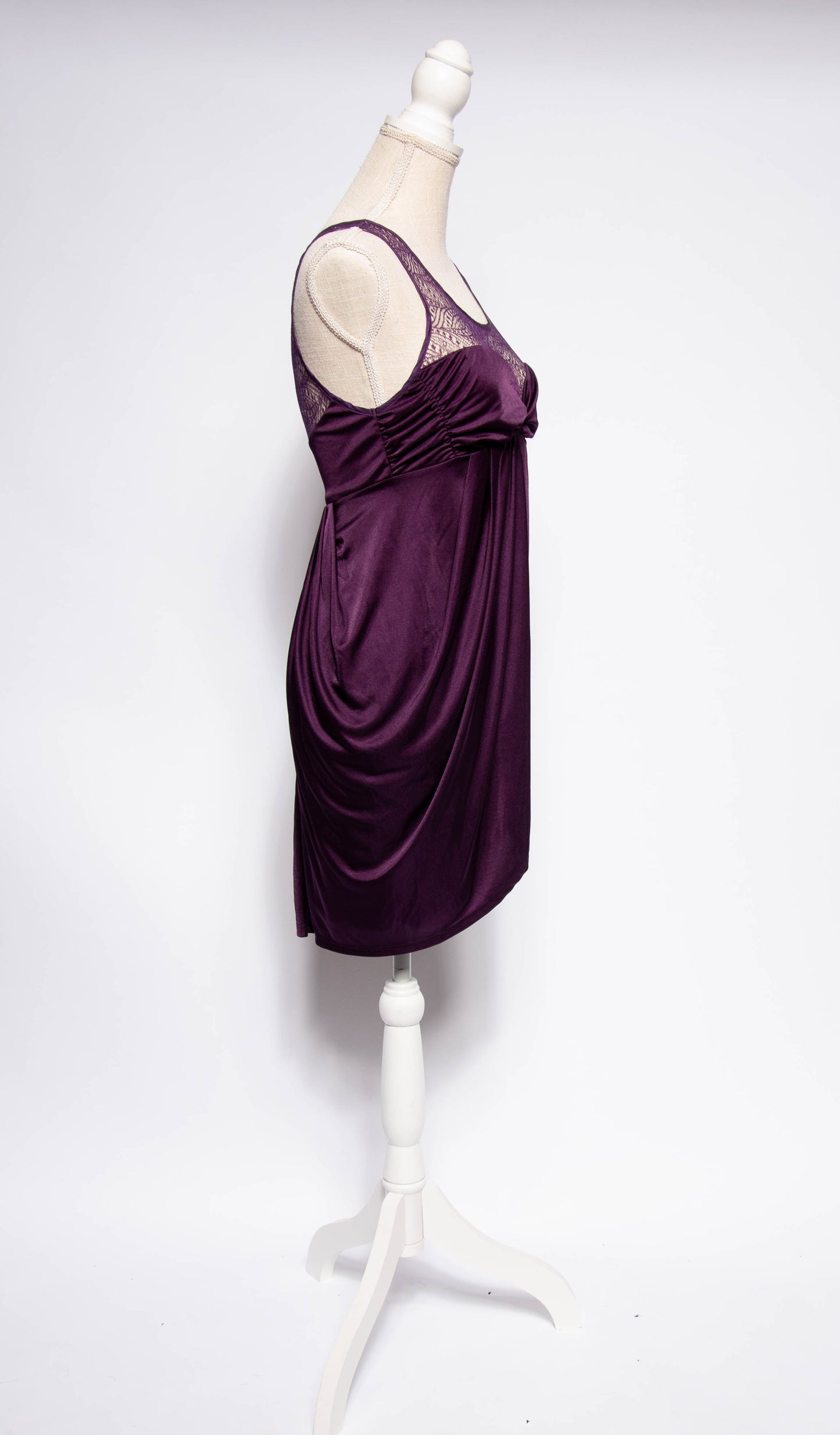 ALBER ELBAZ FOR LANVIN PURPLE JERSEY DRAPED PARTY DRESS