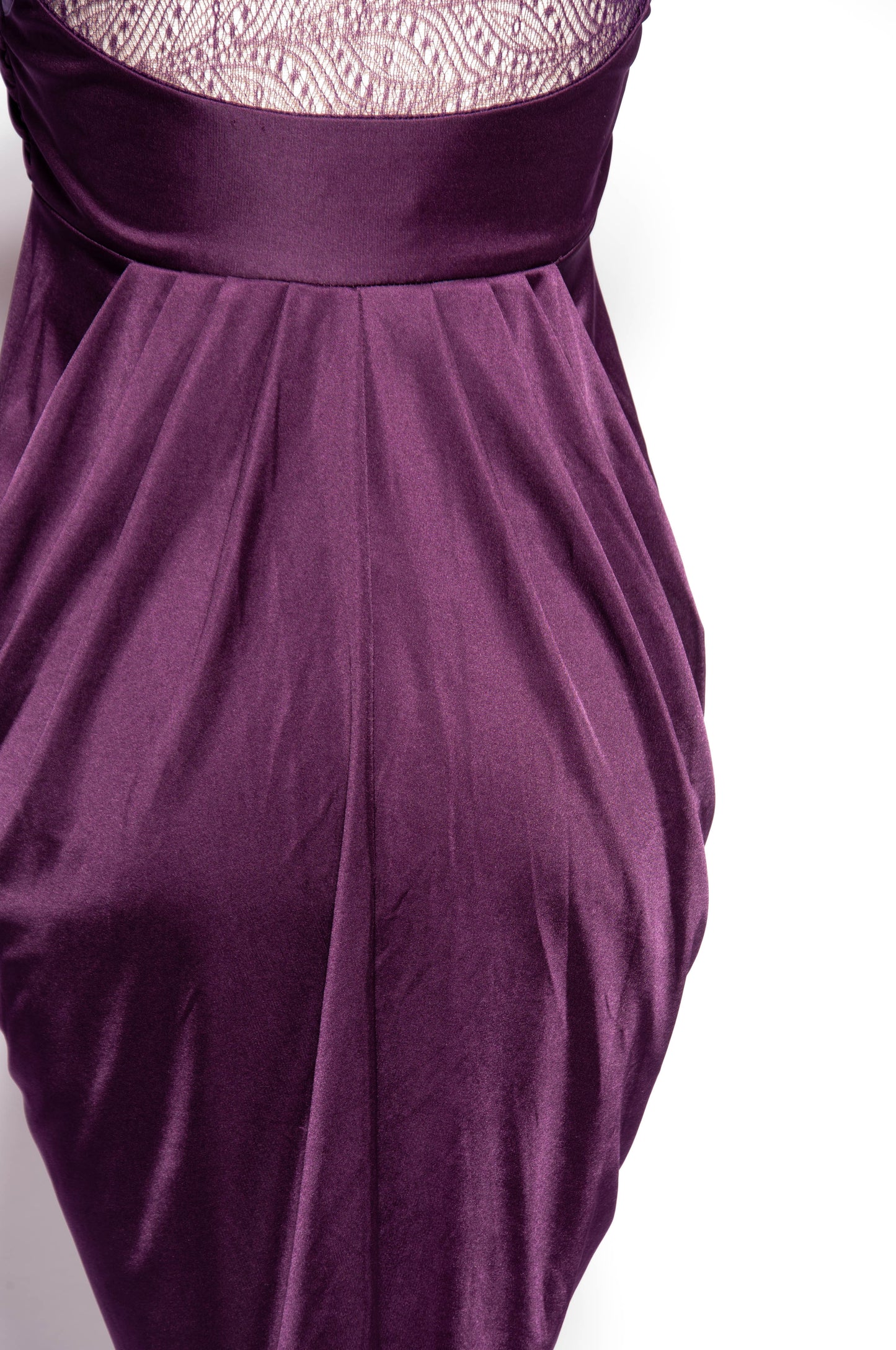 ALBER ELBAZ FOR LANVIN PURPLE JERSEY DRAPED PARTY DRESS