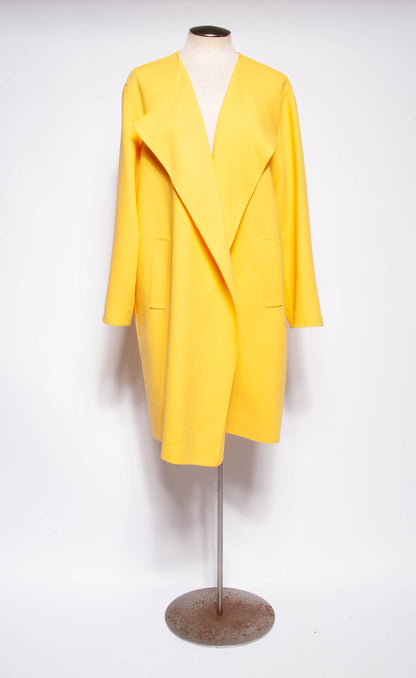 DONNA KARAN VINTAGE 1990S YELLOW OPEN FRONT COAT SZ SMALL OVERSIZED WRAP COAT