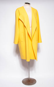 DONNA KARAN VINTAGE 1990S YELLOW OPEN FRONT COAT SZ SMALL OVERSIZED WRAP COAT